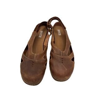 Duluth Trading Co Andina Women Brown Leather Sandals Sz 9M Mary Jane